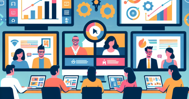 Illustration of Remote team collaboration in a Desktop with multiple monitors setting, with a inspired mood.