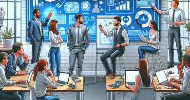 Illustration of Digital marketing team presenting strategy in a Modern apartment interior setting, with a inspired mood.