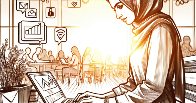 Illustration of freelancer working on laptop in a sunlit digital nomad workspace setting, with a creative mood.