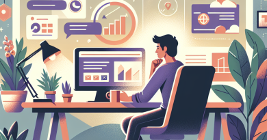 Illustration of digital nomad with coffee in a home office setup setting, with a focused mood.