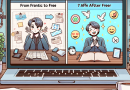 Illustration of person scheduling tasks in a laptop on rustic table setting, with a happy mood.