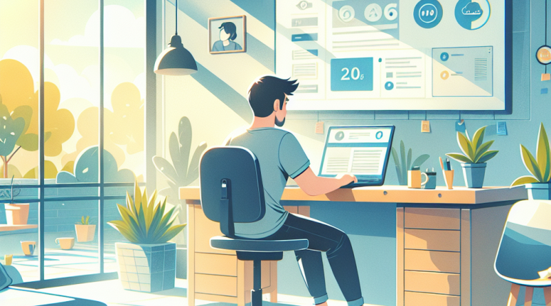 Illustration of freelancer working on laptop in a sunlit digital nomad workspace setting, with a relaxed mood.