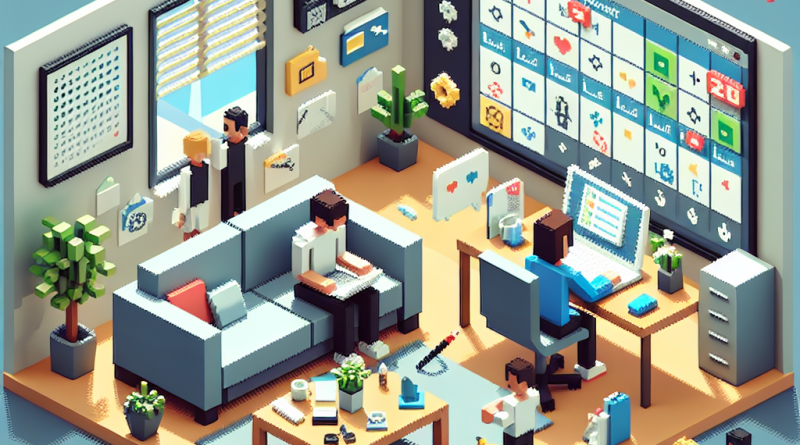 Illustration of person scheduling tasks in a home office setup setting, with a focused mood.