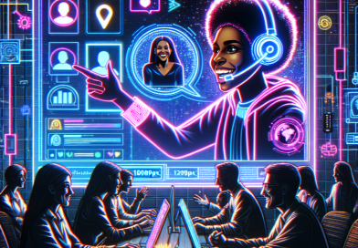 Illustration of remote worker on video call in a tech startup office setting, with a happy mood.