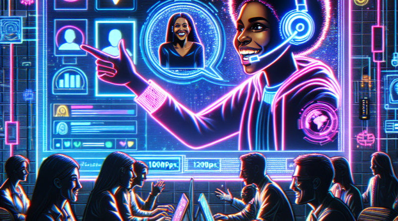 Illustration of remote worker on video call in a tech startup office setting, with a happy mood.