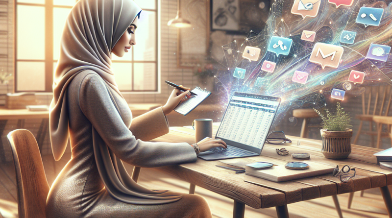 Illustration of person scheduling tasks in a laptop on rustic table setting, with a creative mood.