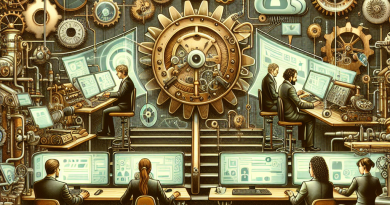 Illustration of team collaborating remotely in a tech startup office setting, with a focused mood.