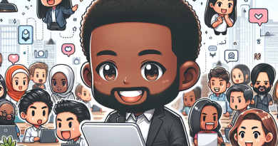 Illustration of young entrepreneur on tablet in a modern coworking space setting, with a creative mood.