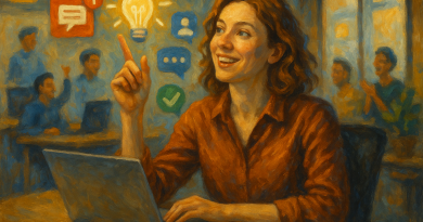 Illustration of startup founder brainstorming in a tech startup office setting, with a inspired mood.