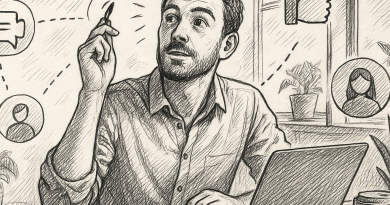 Illustration of startup founder brainstorming in a sunlit digital nomad workspace setting, with a inspired mood.