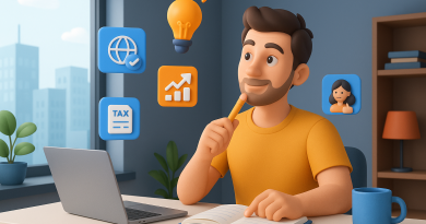 Illustration of startup founder brainstorming in a urban apartment interior setting, with a inspired mood.