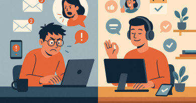 Illustration of freelancer using productivity tools in a home office setup setting, with a inspired mood.