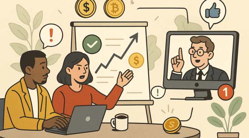 Illustration of team collaborating remotely in a shared creative hub setting, with a determined mood.